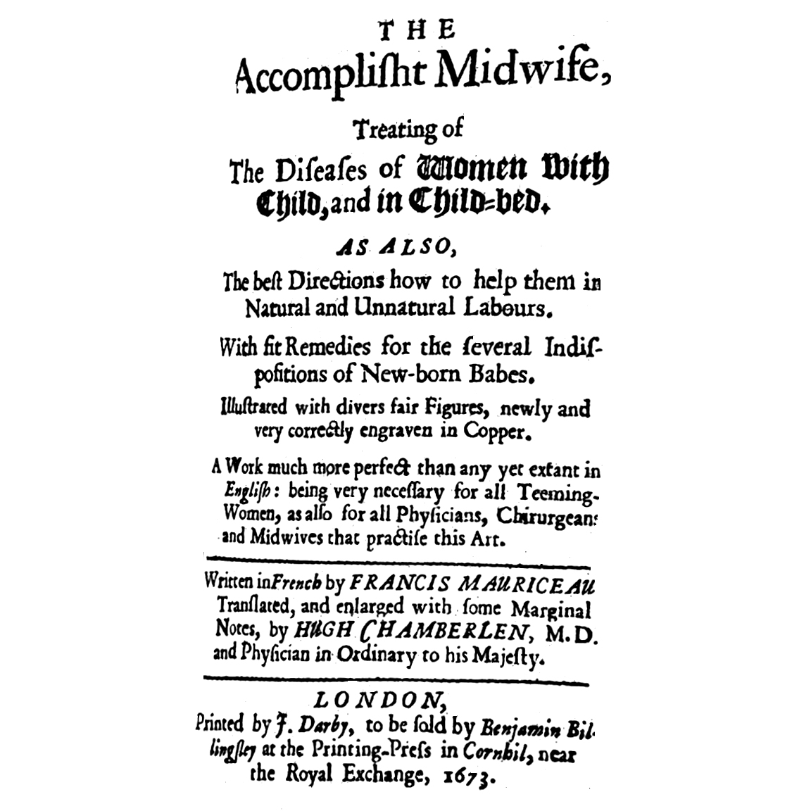 1673-MAURICEAU-Chamberlen-Accomplished Midwife-title